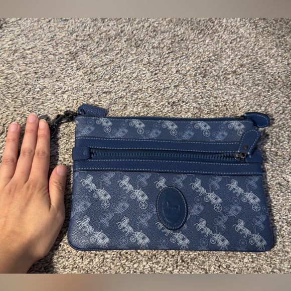 Coach Handbags - Coach Horse and Carriage Print Small Pouch - Midnight Blue / Navy